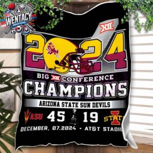 2024 Big 12 Conference Champions Arizona State Sun Devils Arizona State 45-19 Win Over Iowa State On December 7 2024 At AT T Stadium Fleece Blanket