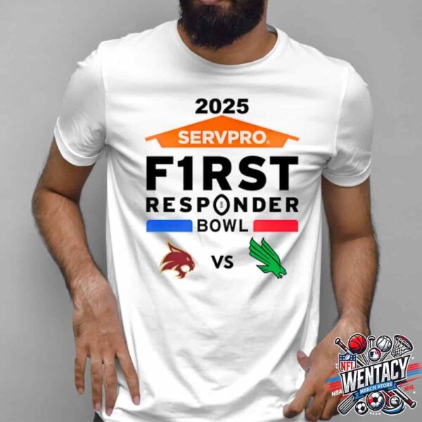 2025 First Responder Bowl NCAA College Football North Texas Mean Green And Texas State Bobcats Unisex T-Shirt