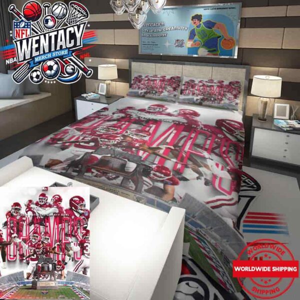 Arkansas Razorbacks Champions 2024 Autozone Liberty Bowl NCAA Bedding Set