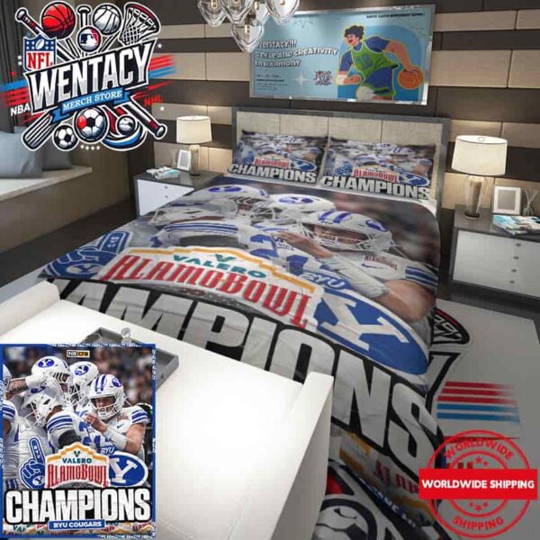 BYU Cougars Valero Alamo Bowl NCAA Champions 2024 Bedding Set