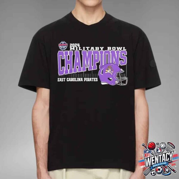 East Carolina Pirates 2024 Go Bowling Military Bowl Champions NCAA Unisex T-Shirt