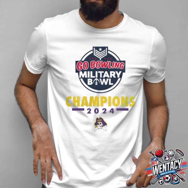 East Carolina Pirates 2024 NCAA Go Bowling Military Bowl Champions At Navy-Marine Corps Memorial Stadium Unisex T-Shirt