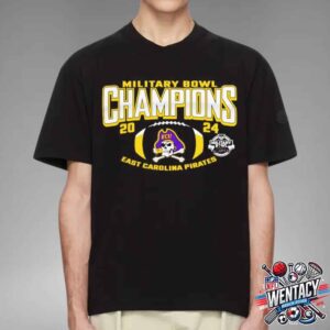 East Carolina Pirates 2024 NCAA Go Bowling Military Bowl Champions Unisex T-Shirt