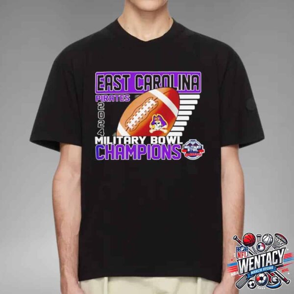 East Carolina Pirates NCAA Go Bowling Military Bowl 2024 Champions Unisex T-Shirt