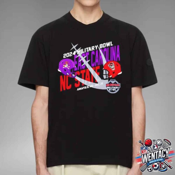 East Carolina Pirates Vs NC State Wolfpack NCAA 2024 Go Bowling Military Bowl In Annapolis Md Dec 28 2024 Unisex T-Shirt