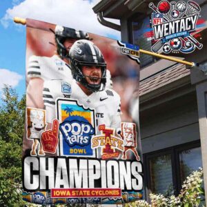 Iowa State Cyclones NCAA Pop-Tarts Bowl 2024 Champions Garden House Flag