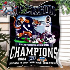 Jackson State Tigers Champions Of Cricket Celebration Bowl On December 14 2024 At Mercedes Benz Stadium NCAA Bowl Games 2024-2025 Fleece Blanket