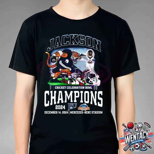 Jackson State Tigers Champions Of Cricket Celebration Bowl On December 14 2024 At Mercedes Benz Stadium NCAA Bowl Games 2024-2025 Unisex T-Shirt