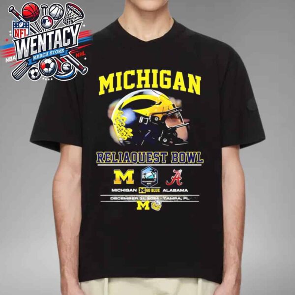 Michigan Wolverines Vs Alabama Crimson Tide NCAA Reliaquest Bowl 2024 On December 31 2024 In Tampa Pl Michigan Go Blue Unisex T-Shirt