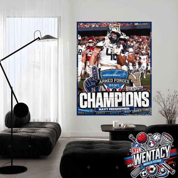 Navy Midshipmen Champions NCAA Lockheed Martin Armed Forces Bowl 2024 Home Decor Poster Canvas