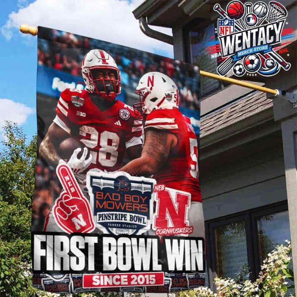 Nebraska Cornhuskers Champions NCAA Bad Boy Mowers Pinstripe Bowl First Bowl Win Since 2015 Garden House Flag