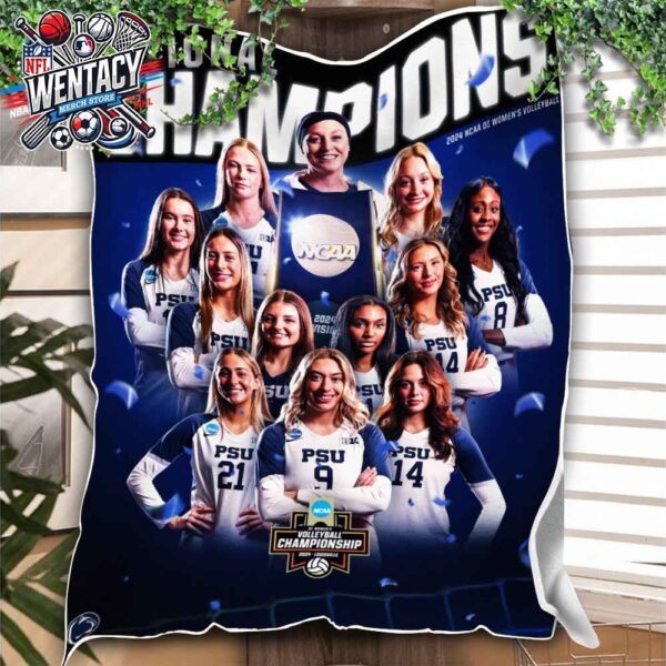 Penn State Nittany Lions 2024 National Champions NCAA DI Women’s and Beach Volleyball Fleece Blanket