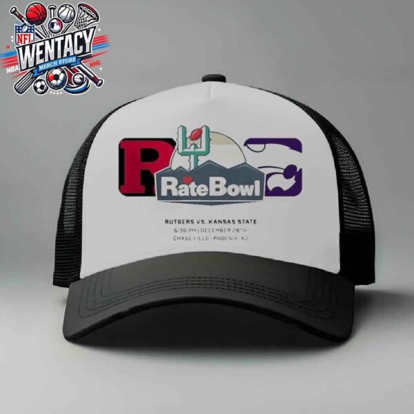 Rutgers Scarlet Knights Vs Kansas State Wildcats Matchup NCAA Rate Bowl At Chase Field In Phoenix Az On December 26th 2024 Trucker Hat-Cap