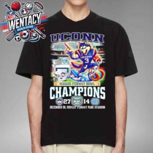 UConn Huskies Champions vs North Carolina Tar Heels 2024 Wasabi Fenway Bowl NCAA On December 28th At Fenway Park Stadium Boston MA Unisex T-Shirt