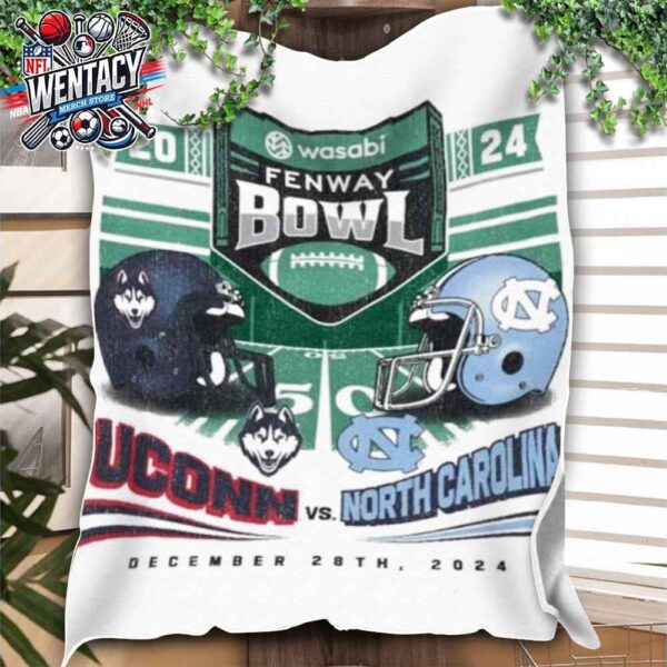 UConn Huskies vs North Carolina Tar Heels 2024 Wasabi Fenway Bowl NCAA On December 28th At Fenway Park Stadium Boston MA Fleece Blanket