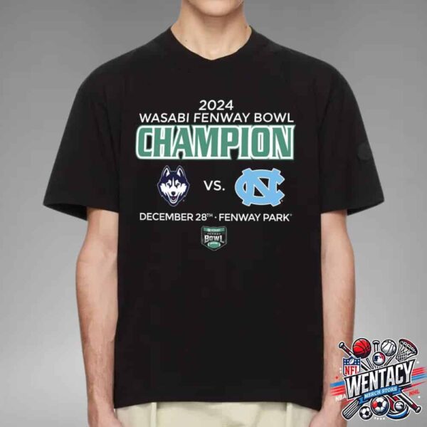 Uconn Huskies NCAA 2024 Wasabi Fenway Bowl Champion On December 28th At Fenway Park Unisex T-Shirt