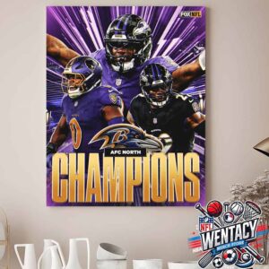 Baltimore Ravens NFL AFC North Champions 2024 For The Second Consecutive Season Home Decor Poster Canvas