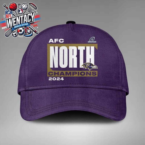 Baltimore Ravens NFL AFC North Division Champions 2024 Conquer Purple Corlor Classic Hat-Cap