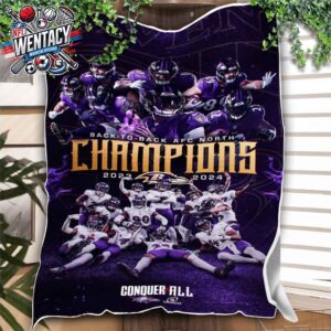 Baltimore Ravens NFL Back-To-Back AFC North Champions 2023-2024 Fleece Blanket