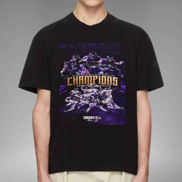 Baltimore Ravens NFL Back-To-Back AFC North Champions 2023-2024 Unisex T-Shirt