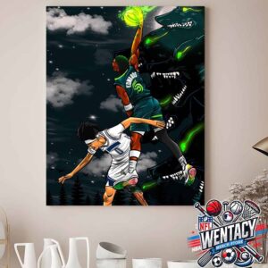 Best Iconic Moment Slam Dunk NBA 2024-2025 Minnesota Timberwolves Defeat Orlando Magic With 104-89 Western Conference Home Decor Poster Canvas