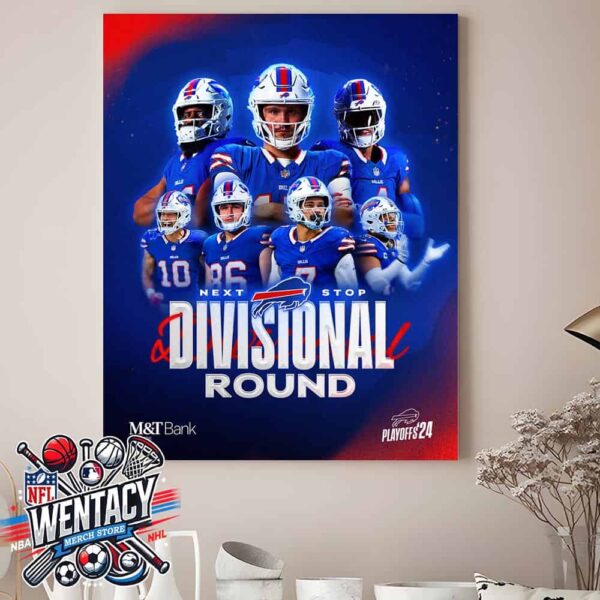 Buffalo Bills NFL Playoffs Wildcard 2024-25 Next Stop The AFC Divisional Round Home Decor Poster Canvas