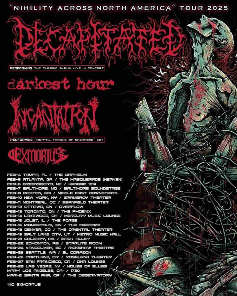 Darkest Hour Nihility Across North America Tour 2025 with the Decapitated Incantation and old friends Exmortus 11zon