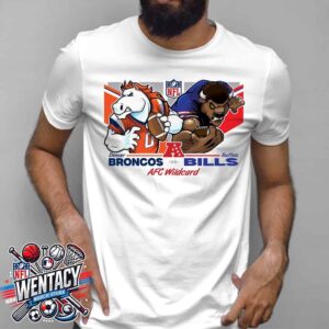 Denver Broncos Vs Buffalo Bills Mascot NFL AFC Wild Card Playoffs Matchup On January 12 2025 Unisex T-Shirt