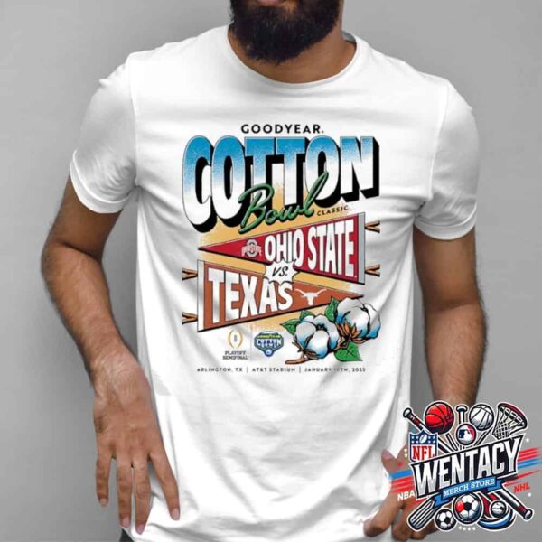 Good Year Cotton Bowl Classic CFP Semifinal Ohio State Buckeyes Vs Texas Longhorns Matchup On January 10 2025 In Arlington Texas Unisex T-Shirt