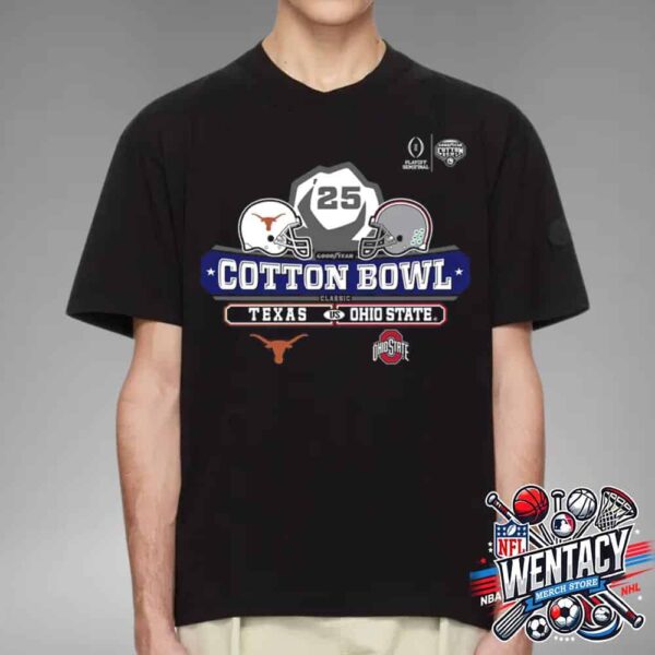 Good Year Cotton Bowl Classic Fp Semifinal Ohio State Buckeyes Vs Texas Longhorns Head To Head On January 10 2025 In Arlington Texas Unisex T-Shirt