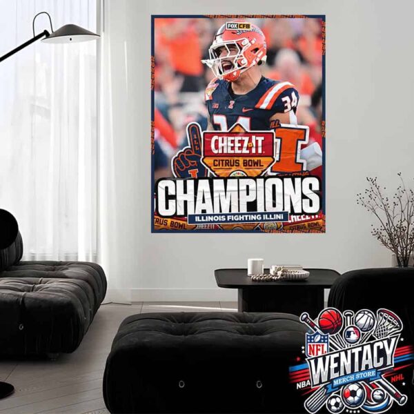 Illinois Fighting Illini Become Cheez-It Citrus Bowl 2024 Champions After Defeating South Carolina Home Decor Poster Canvas