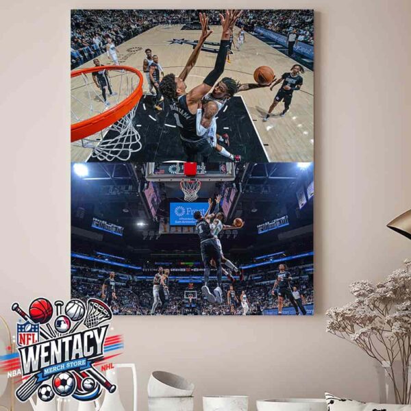 Ja Morant’s Great Playing Moment Memphis Grizzlies Dunk Vs Victor Wembanyama San Antonio Spurs Home Decor Poster Canvas