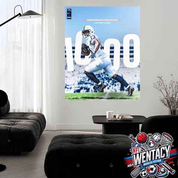 Kaytrin Allen Penn State Nittany Lions 1000 Rushing Yards In 2024 Home Decor Poster Canvas