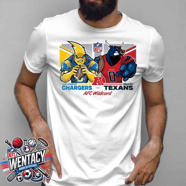 Los Angeles Chargers Vs Houston Texans Mascot NFL AFC Wild Card Playoffs Matchup On January 11 2025 Unisex T-Shirt