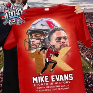 Mike Evans Tampa Bay Buccaneers Etched In History 1000 Receiving Yards 11 Consecutive Seasons Unisex T-Shirt