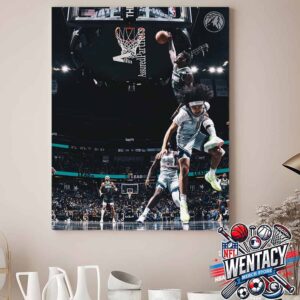 Minnesota Timberwolves Defeat Orlando Magic With 104-89 Western Conference Best Iconic Moment Slam Dunk Home Decor Poster Canvas