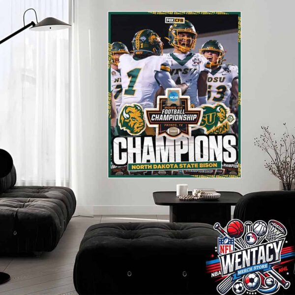 North Dakota State Bison NCAA 2024-25 DI Football Championship In Frisco TX Home Decor Poster Canvas