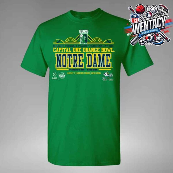 Notre Dame Fighting Irish CFP Semifinal At The Capital One Orange Bowl On January 9 2025 At Hard Rock Stadium In South Florida Art Deco Player Unisex T-Shirt