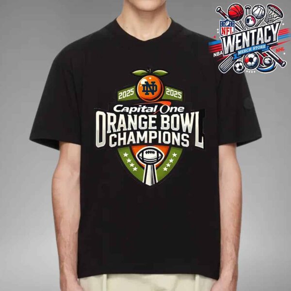 Notre Dame Fighting Irish Capital One Orange Bowl College Football Playoff Semifinal Champions NCAA Bowl Games Season 2024-2025 Logo Merchandise Unisex T-Shirt