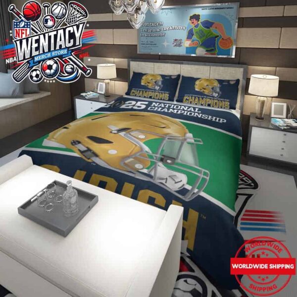 Notre Dame Fighting Irish College Football Playoff 2025 Capital One Orange Bowl Champions Go Irish Bedding Set For Bedroom