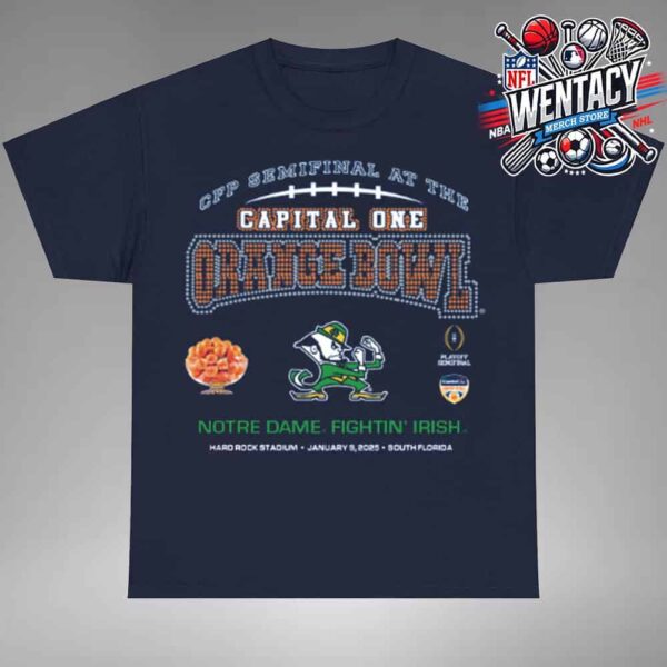 Notre Dame Fighting Irish Mascot Rhinestone College Football Playoff Semifinal At The Capital One Orange Bowl On January 9 2025 At Hard Rock Stadium In South Florida Unisex T-Shirt