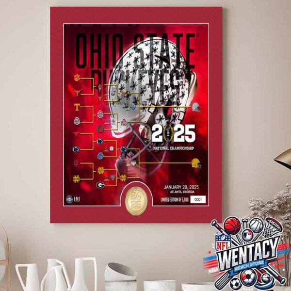 Ohio State Buckeyes 2025 Highland Mint College Football Playoff National Championship Bronze Coin Photo Mint Home Decor Poster Canvas