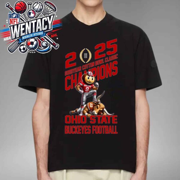 Ohio State Buckeyes Defeat Texas Longhorns Mascot Goodyear Cotton Bowl Classic Champions NCAA Bowl Games Season 2024-2025 Unisex T-Shirt