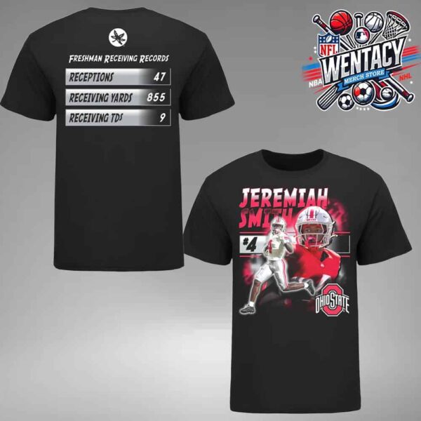 Ohio State Buckeyes Football Nil 4 Jeremiah Smith Freshman Receiving Records Two Sides Unisex T-Shirt