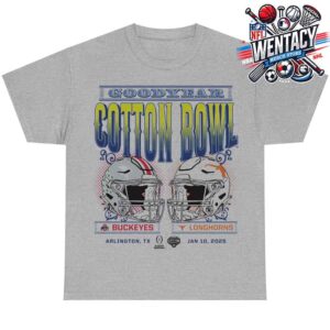 Ohio State Buckeyes Vs Texas Longhorns CFP Goodyear Cotton Bowl Classic Champions Game On Jan 10 2025 In Arlington TX Two Sides Unisex T-Shirt