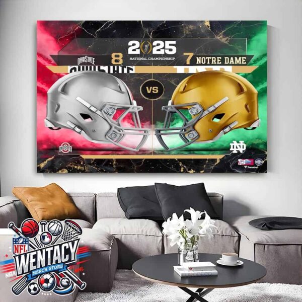 Ohio State Buckeyes vs Notre Dame Fighting Irish College Football Playoff 2025 National Championship Matchup Home Decor Poster Canvas