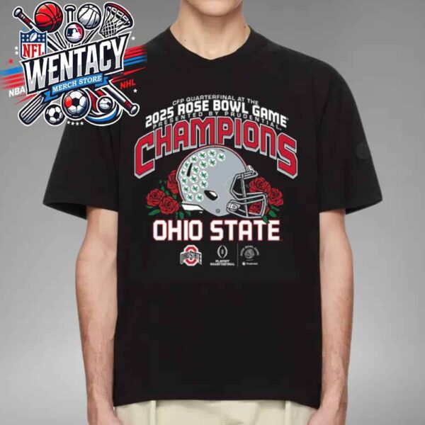 Ohio States Buckeyes CFP Quaterfinal At The 2025 Rose Bowl Game Presented By Prudential Champions Unisex T-Shirt