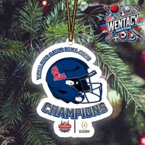 Ole Miss Rebels 2025 Taxslayer Gator Bowl Champions Ornament For Car Or Tree