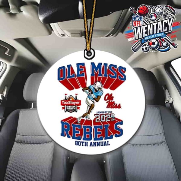 Ole Miss Rebels January 2nd 2025 Texslayer Gator Bowl 80th Annual Car Decoration Ornament