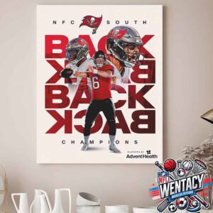 Tampa Bay Buccaneers NFL Back-To-Back-To-Back-To-Back NFC South Champions 2024 Home Decor Poster Canvas